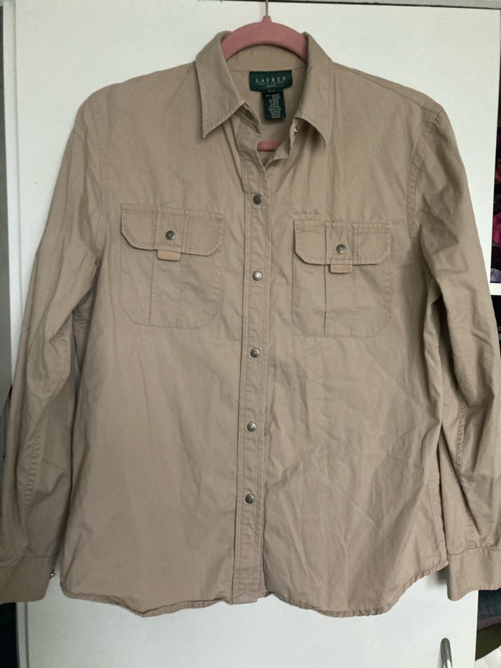 Ralph Lauren Tan Button-Front Utility /Safari/ Military Shirt PM cotton